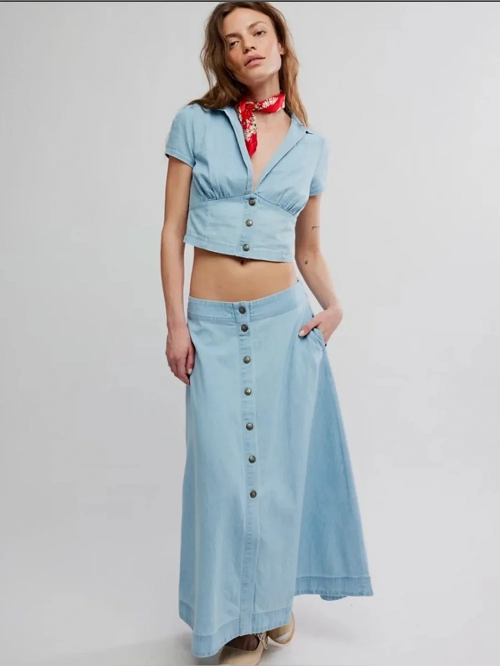 NWT FREE PEOPLE Easy Does It Denim Set!